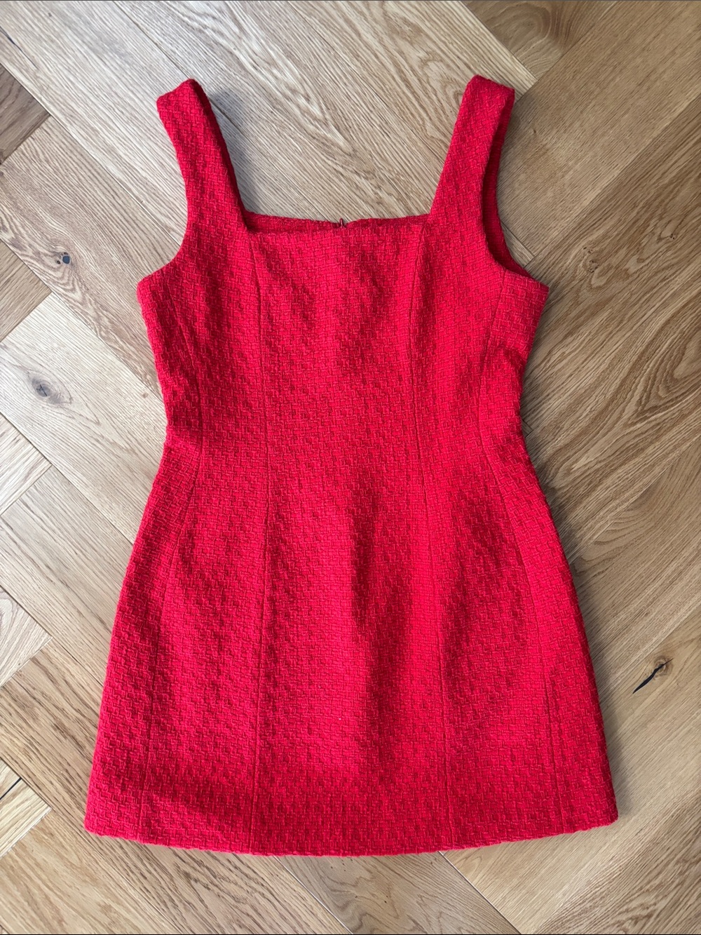 Maje Red Sleeveless Square Neck Mini Dress